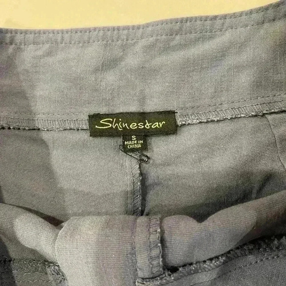 Shinestar High Waisted Flat Front Zipper Closure Shorts Dusty Blue Women's Small - Picture 3 of 5